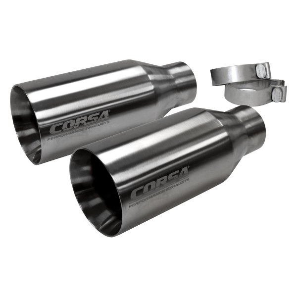 Corsa® - Pro-Series 304 SS Round Straight Cut Single Satin Polished Exhaust Tips