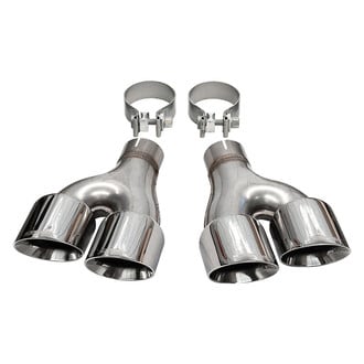Corsa® - Pro-Series 304 SS Round Angle Cut Clamp-On Dual Polished Exhaust Tips