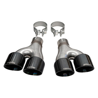Corsa® - Pro-Series 304 SS Round Angle Cut Clamp-On Dual Black PVD Exhaust Tips