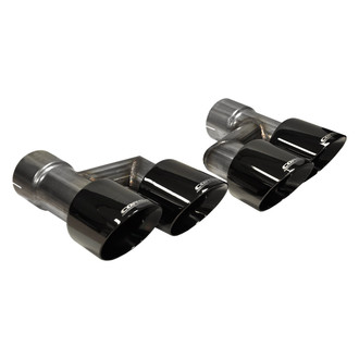 Corsa® - Pro-Series 304 SS Round Angle Cut Dual Clamp-On Double-Wall Black Exhaust Tip