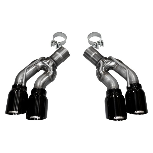 Corsa® - Pro-Series 304 SS Round Angle Cut Dual Black PVD Exhaust Tips