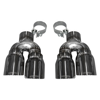 Corsa® - Pro-Series 304 SS Round Angle Cut Clamp-On Dual Polished Exhaust Tips