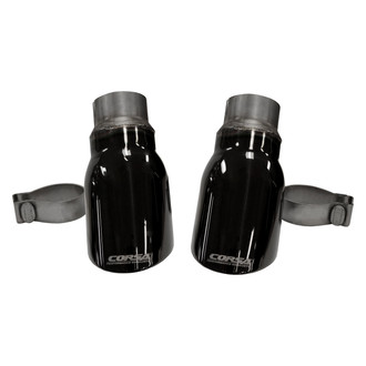 Corsa® - Pro-Series 304 SS Round Angle Cut Clamp-On Single Black PVD Exhaust Tips