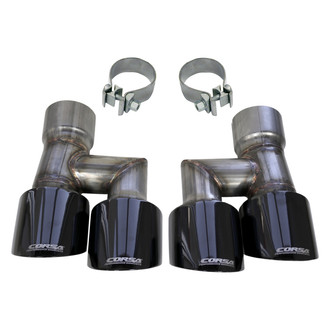 Corsa® - Pro-Series 304 SS Round Angle Cut Clamp-On Dual Black PVD Exhaust Tips