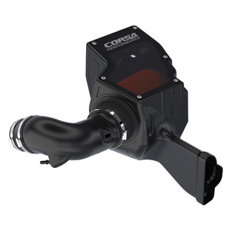 Corsa® - Closed Box Plastic Black Carbon Fiber Cold Air Intake System with DryTech 3D Red Filter