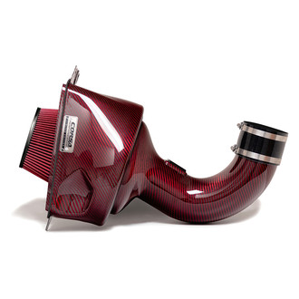 Corsa® - Closed Box Plastic Red Carbon Fiber Cold Air Intake System with DryTech 3D Red Filter