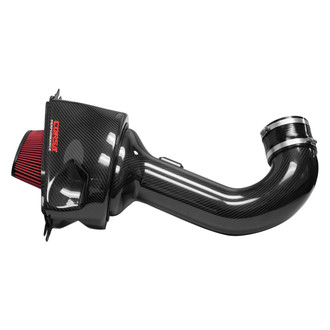 Corsa® - Open Element Plastic Black Carbon Fiber Cold Air Intake System with DryTech 3D Red Filter