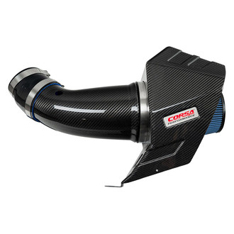 Corsa® - Open Element Plastic Black Carbon Fiber Cold Air Intake System with MaxFlow 5 Blue Filter