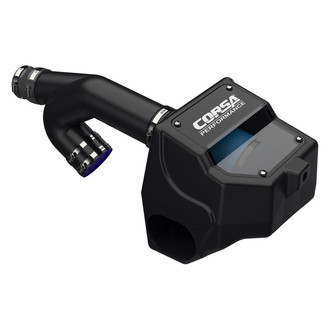 Corsa® - Closed Box Plastic Black Carbon Fiber Cold Air Intake System with PowerCore Dry Blue Filter