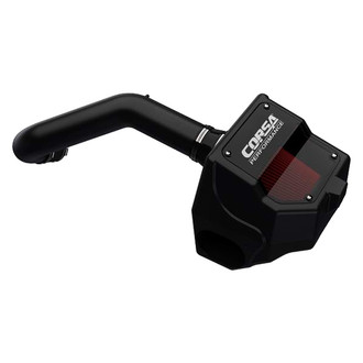 Corsa® 49950D - Closed Box Plastic Wrinkle Black Cold Air Intake System with DryTech 3D Red Filter
