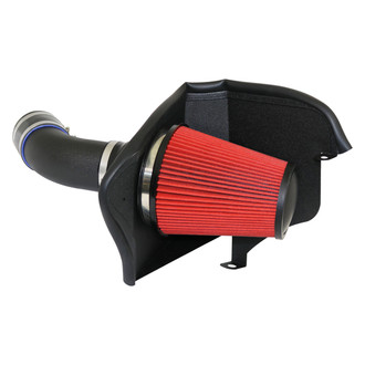 Corsa® - APEX Series Shielded Box Steel Wrinkle Black Cold Air Intake System with DryTech 3D Red Filter
