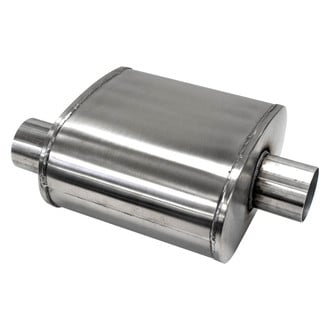 Corsa® - PRO Series 304 SS Oval Tuned Exhaust Muffler (2.5" Offset ID, 2.5" Center OD, 10" Length)