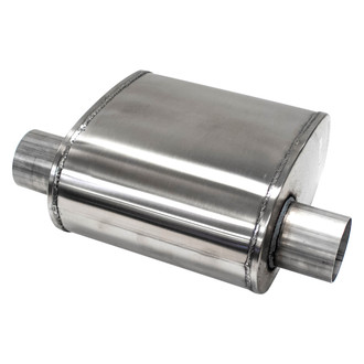 Corsa® - PRO Series 304 SS Oval Tuned Exhaust Muffler (2.5" Offset ID, 2.5" Same Side Output OD, 10" Length)