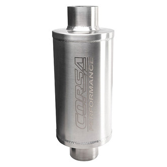 Corsa® - PRO Series 304 SS Round Exhaust Resonator (2.5" Center ID, 2.5" Center OD, 9.5" Length)