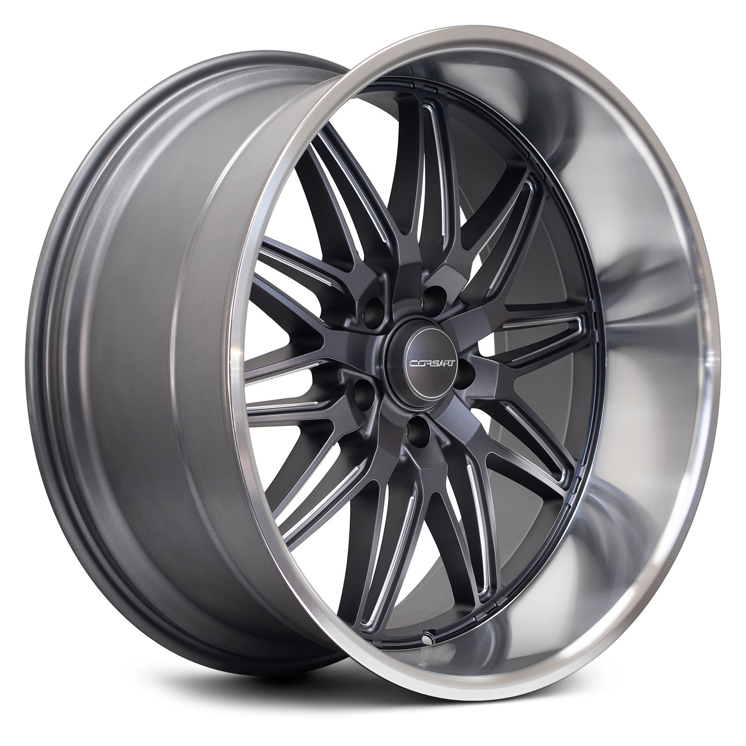 CORSART® ALCATRAZ Wheels - Matte Gunmetal with Milled Windows and