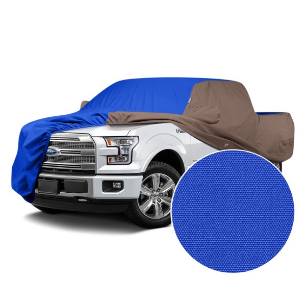  Covercraft® - WeatherShield™ HP Two-Tone Custom Car Cover with Bright Blue Center and Taupe Sides