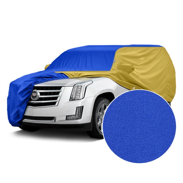  Covercraft® - WeatherShield™ HP Two-Tone Custom Car Cover with Bright Blue Center and Yellow Sides