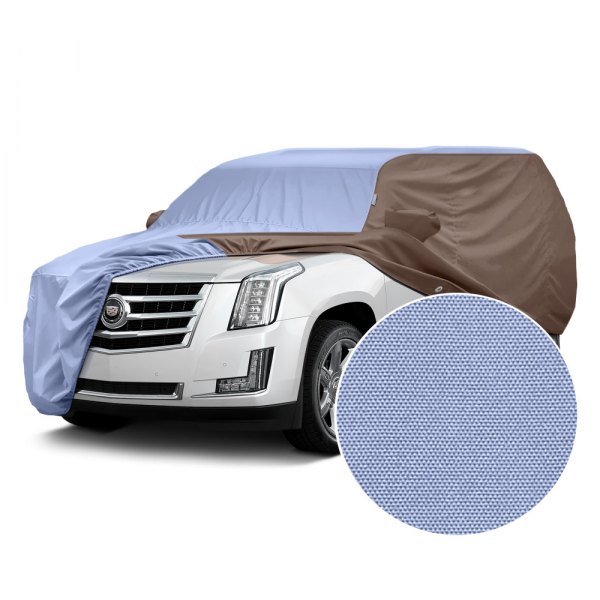  Covercraft® - WeatherShield™ HP Two-Tone Custom Car Cover with Light Blue Center and Taupe Sides