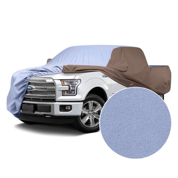  Covercraft® - WeatherShield™ HP Two-Tone Custom Car Cover with Light Blue Center and Taupe Sides