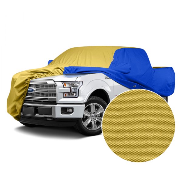  Covercraft® - WeatherShield™ HP Two-Tone Custom Car Cover with Yellow Center and Bright Blue Sides