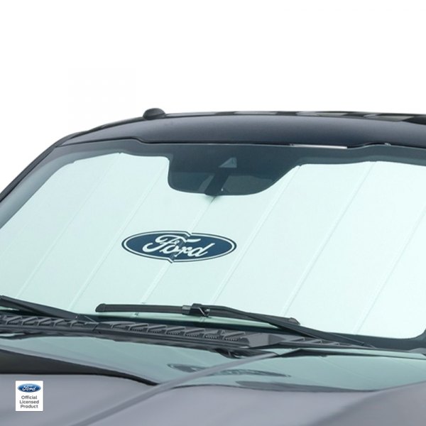  Covercraft® - Ford Official Licensed UVS100™ Premier Series Custom Ford Blue Oval Style White Sunscreen with Ford Blue Oval Style Logo