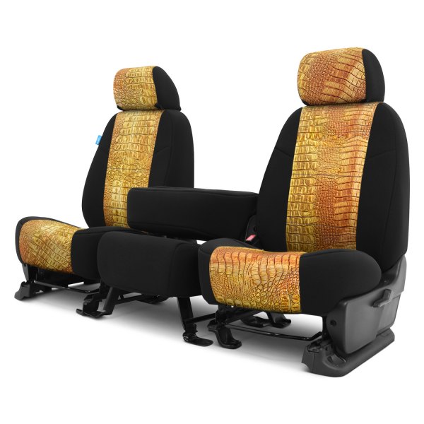 Coverking® - Designer Printed Neosupreme 1st Row Animal Print Alligator Gilded Custom Seat Covers