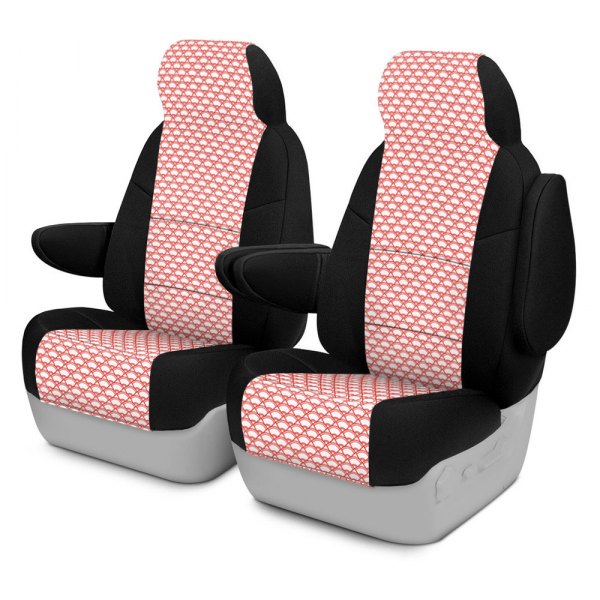 Coverking® - Designer Printed Neosupreme 2nd Row Overlapping Shell Red Custom Seat Covers