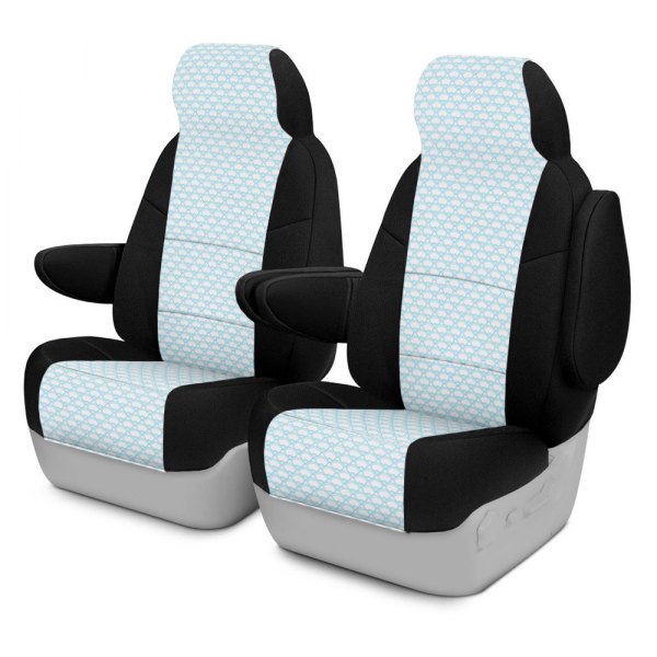 Coverking® - Designer Printed Neosupreme 1st Row Overlapping Shell Sky Custom Seat Covers