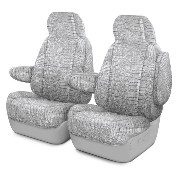 Coverking® - Designer Printed Neosupreme 1st Row Animal Print Alligator Pearl Custom Seat Covers