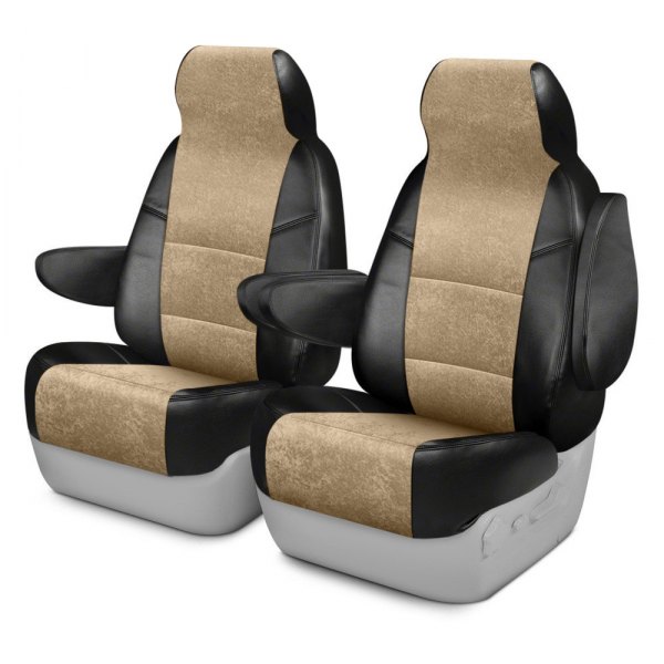 Coverking® - Ultisuede 2nd Row Black & Beige Custom Seat Covers