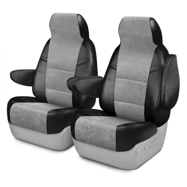 Coverking® - Ultisuede 1st Row Black & Gray Custom Seat Covers