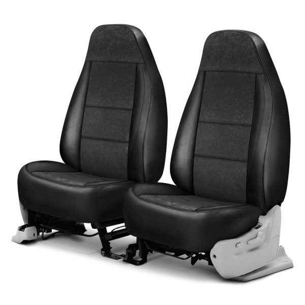 Coverking® - Ultisuede 1st Row Black & Charcoal Custom Seat Covers