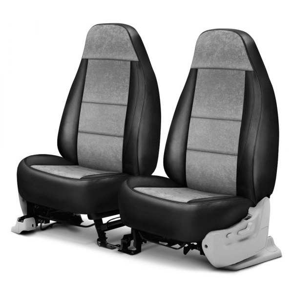 Coverking® - Ultisuede 1st Row Black & Gray Custom Seat Covers