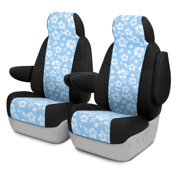 Coverking Cscf81dg7694 Cr Grade Neoprene 1st Row Black Hawaiian Sky Custom Seat Covers - Hawaiian Car Seat Covers Blue