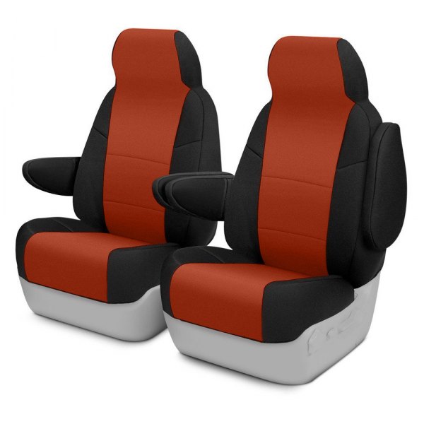 Coverking Cscf89hd7418 Cr Grade Neoprene 1st Row Black Inferno Orange Custom Seat Covers - How To Clean Coverking Neoprene Seat Covers