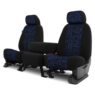 Coverking® - Designer Printed Neosupreme Organic Riverbed 1st Row Blue over Black Custom Seat Covers