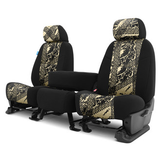 Coverking® - Designer Printed Neosupreme Graphic Tire Tracks 1st Row Tan Custom Seat Covers