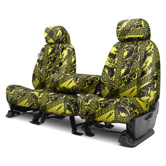 Coverking® - Designer Printed Neosupreme Graphic Tire Tracks 1st Row Yellow Custom Seat Covers