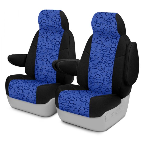 Coverking® - Designer Printed Neosupreme 2nd Row Organic Riverbed Blue under Black Custom Seat Covers