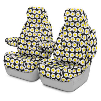 Coverking® - Designer Printed Neosupreme Flowers 1st Row Nature Daisy Black Background Custom Seat Covers
