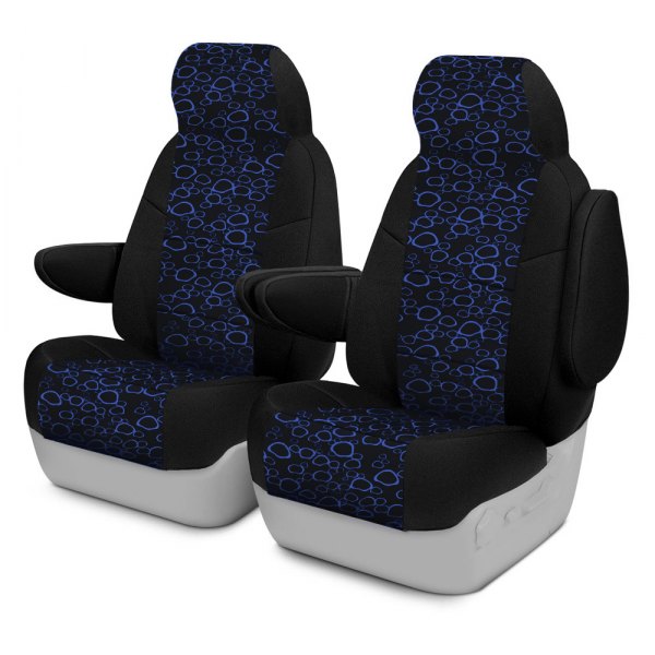 Coverking® - Designer Printed Neosupreme 2nd Row Organic Riverbed Blue over Black Custom Seat Covers