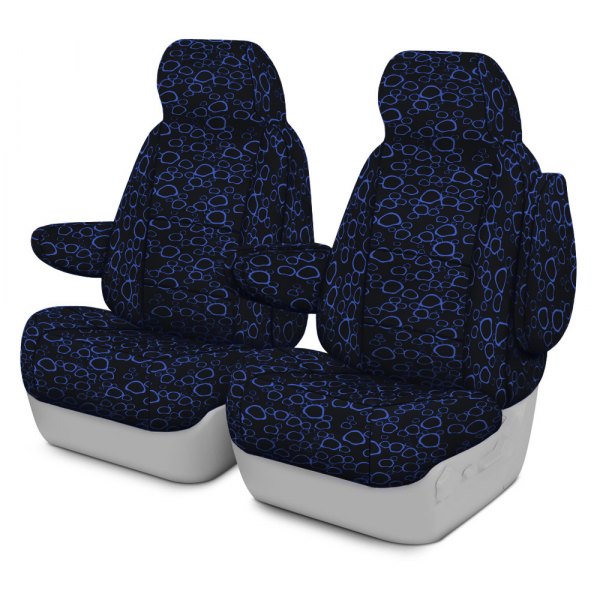 Coverking® - Designer Printed Neosupreme 1st Row Organic Riverbed Blue over Black Custom Seat Covers