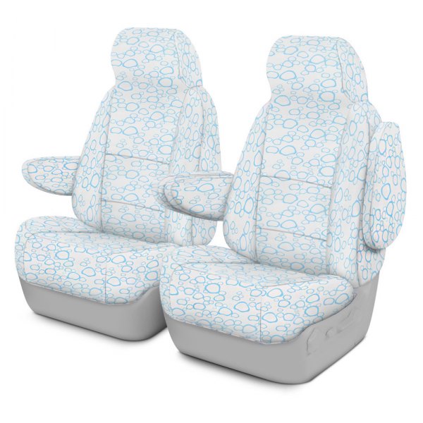Coverking® - Designer Printed Neosupreme 1st Row Organic Riverbed Sky over White Custom Seat Covers
