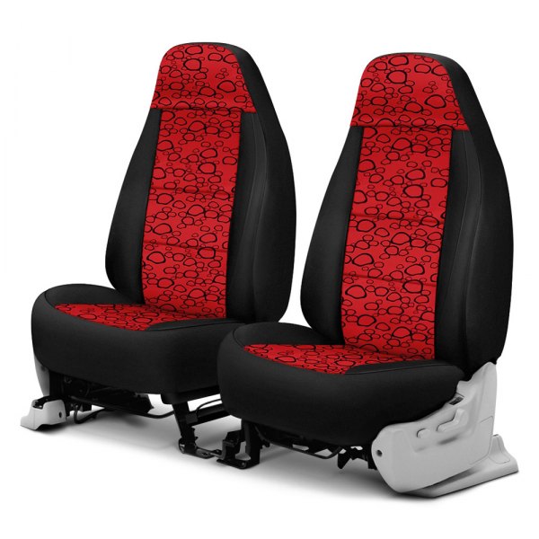 Coverking® - Designer Printed Neosupreme 1st Row Organic Riverbed Red under Black Custom Seat Covers