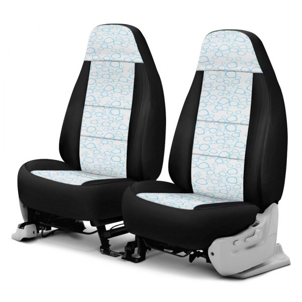 Coverking® - Designer Printed Neosupreme 1st Row Organic Riverbed Sky over White Custom Seat Covers