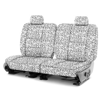 Coverking® - Designer Printed Neosupreme Organic Riverbed 1st Row Black over White Custom Seat Covers
