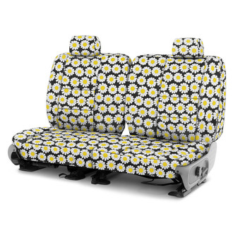 Coverking® - Designer Printed Neosupreme Flowers 1st Row Nature Daisy Black Background Custom Seat Covers