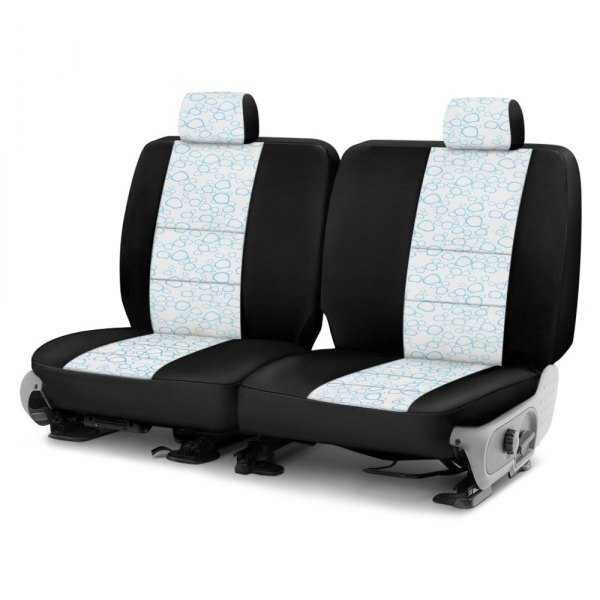 Coverking® - Designer Printed Neosupreme 2nd Row Organic Riverbed Sky over White Custom Seat Covers