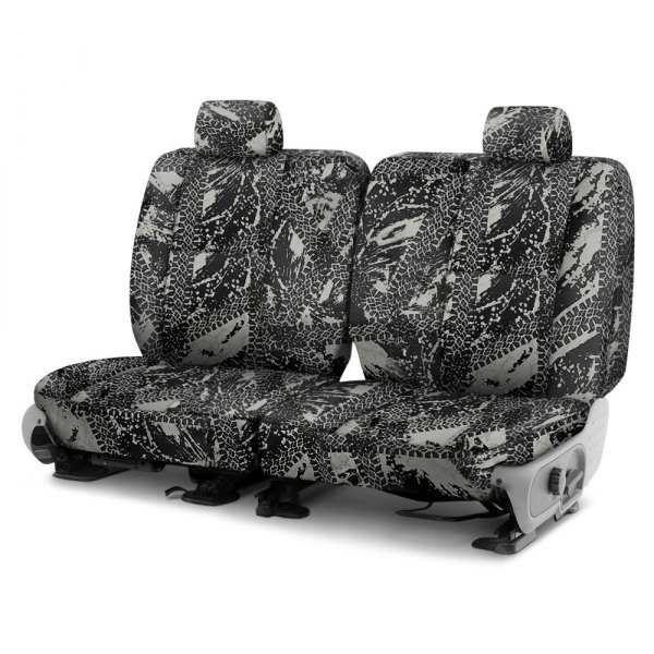 Coverking® - Designer Printed Neosupreme 3rd Row Graphic Tire Tracks Gray Custom Seat Covers