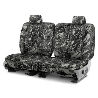 Coverking® - Designer Printed Neosupreme Graphic Tire Tracks 1st Row Gray Custom Seat Covers